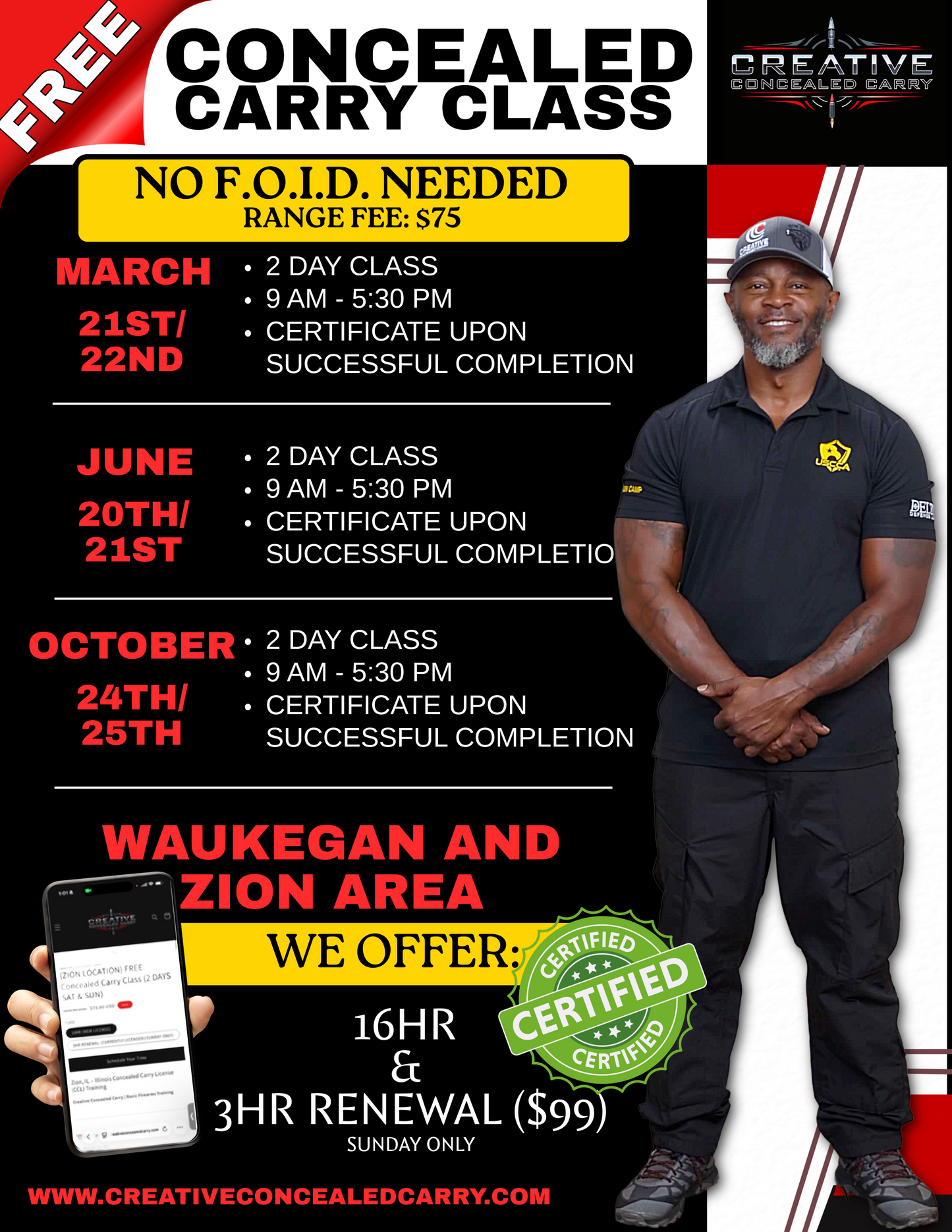 (ZION LOCATION) FREE Concealed Carry Class (2 DAYS SAT & SUN)