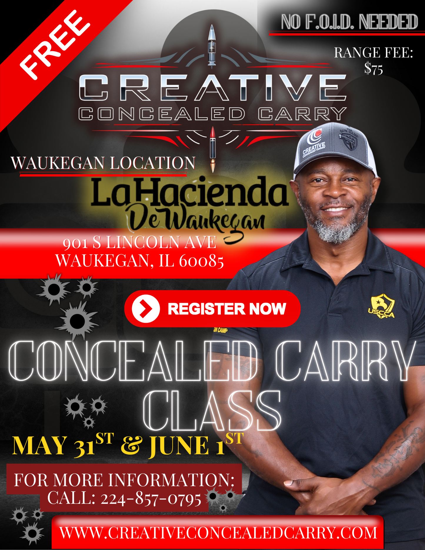 (WAUKEGAN LOCATION) FREE Concealed Carry Class (2 DAYS SAT & SUN)