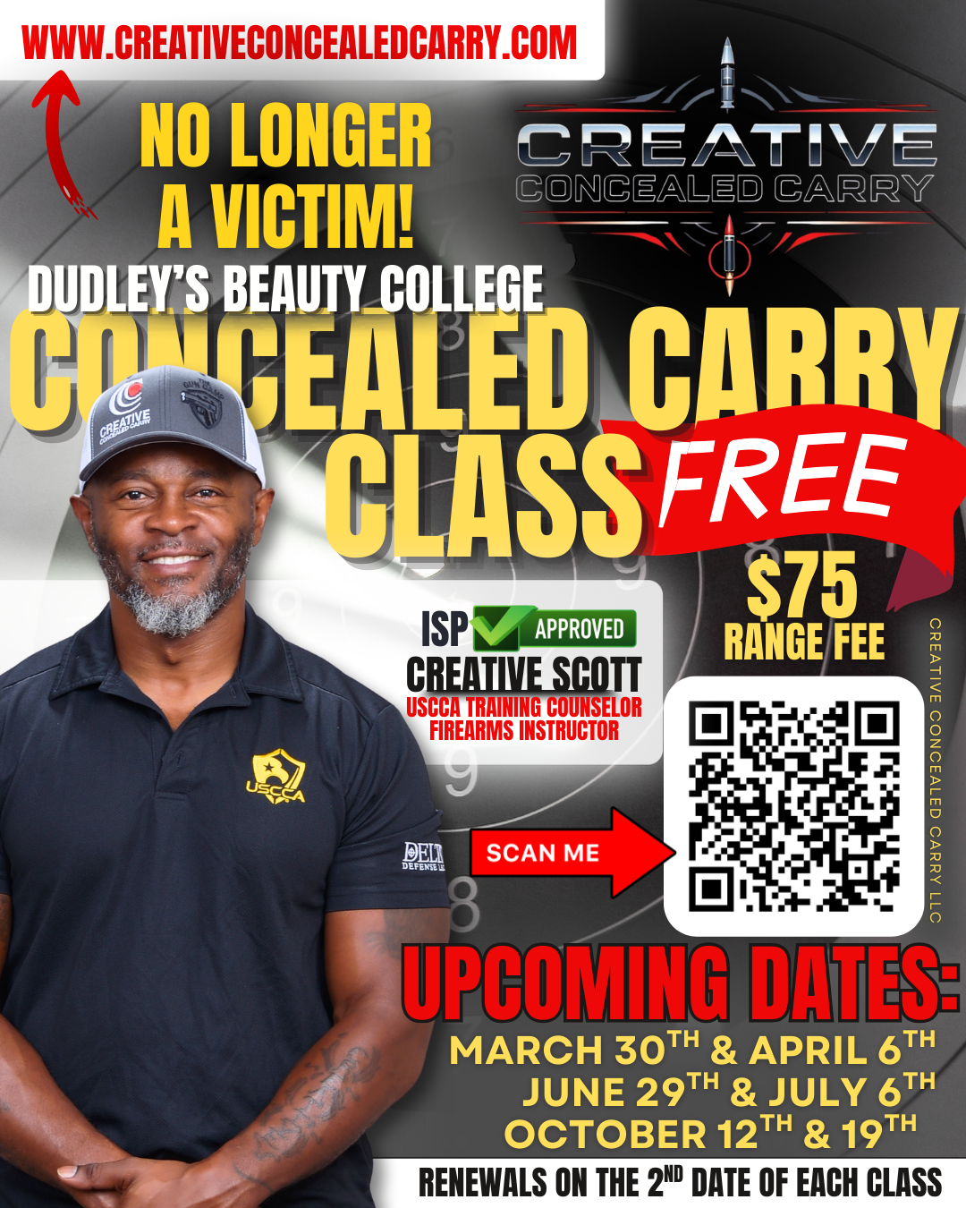 (Dudley’s College)Free Concealed Carry Class (2DAYS MONDAY'S)